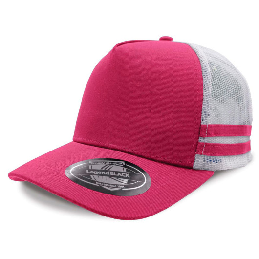 Hot Pink White Striped Trucker Caps